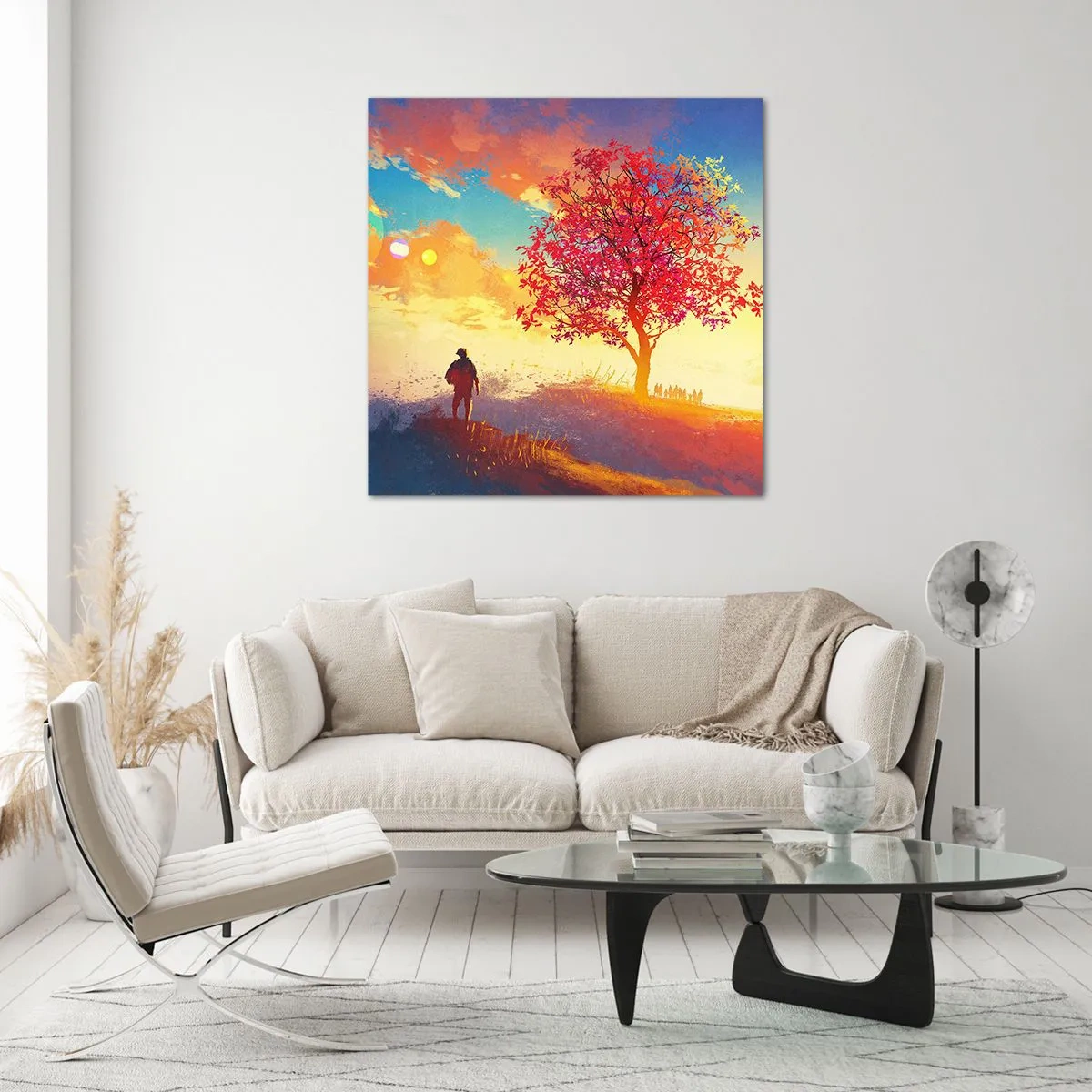 Glastavla - Bild på glas - Pilgrim i målet - 50x50 cm