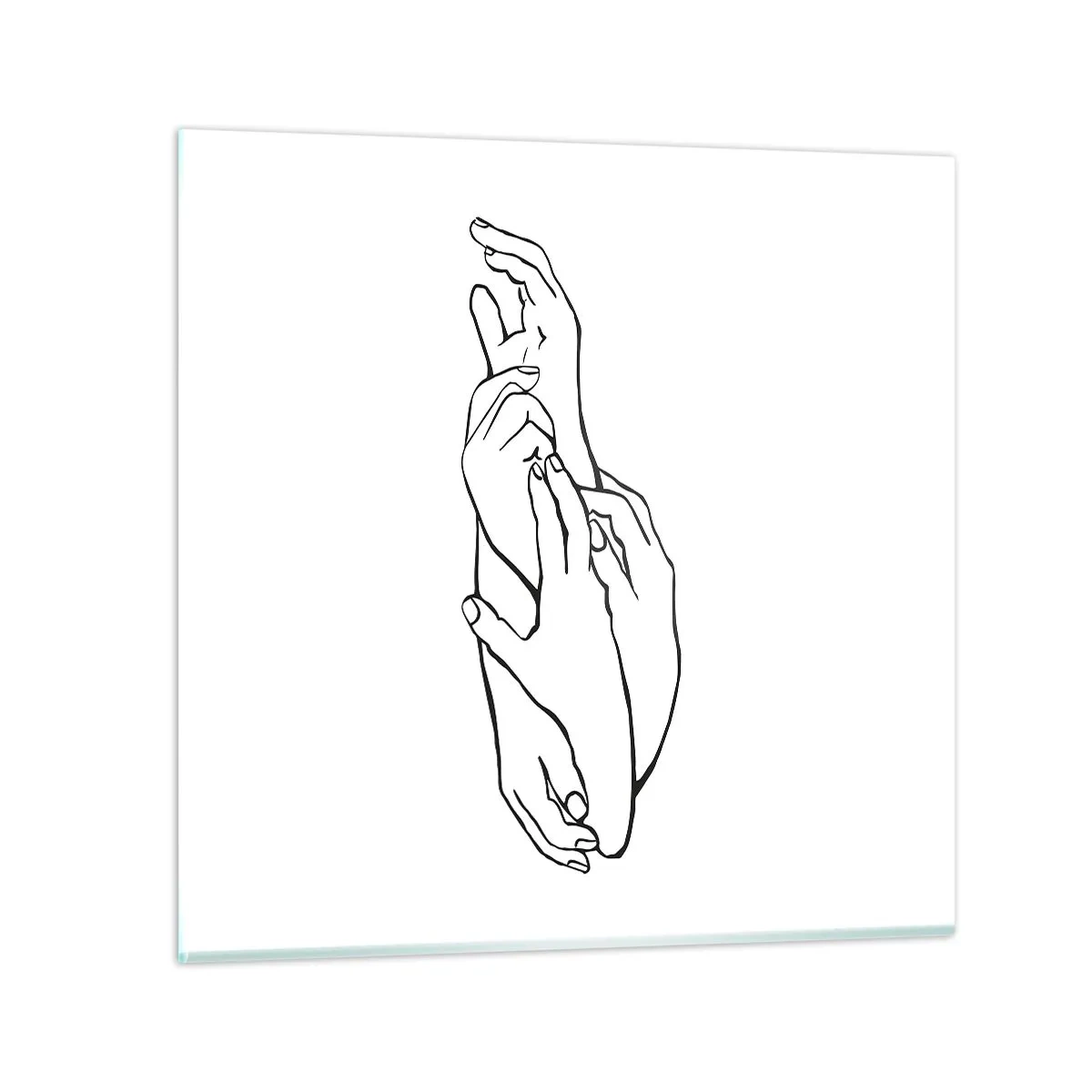 Glastavla - Bild på glas - Hand i hand - 40x40 cm