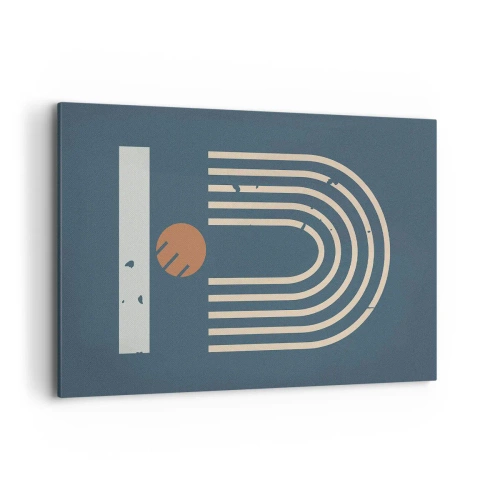 Canvastavla - Bild på duk - Geometri mot mörkblå bakgrund - 120x80 cm