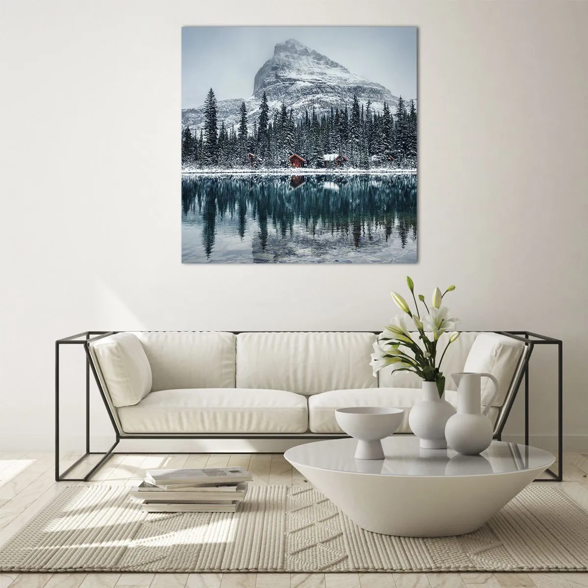Glastavla - Bild på glas - Kanadensisk tillflyktsort - 70x70 cm