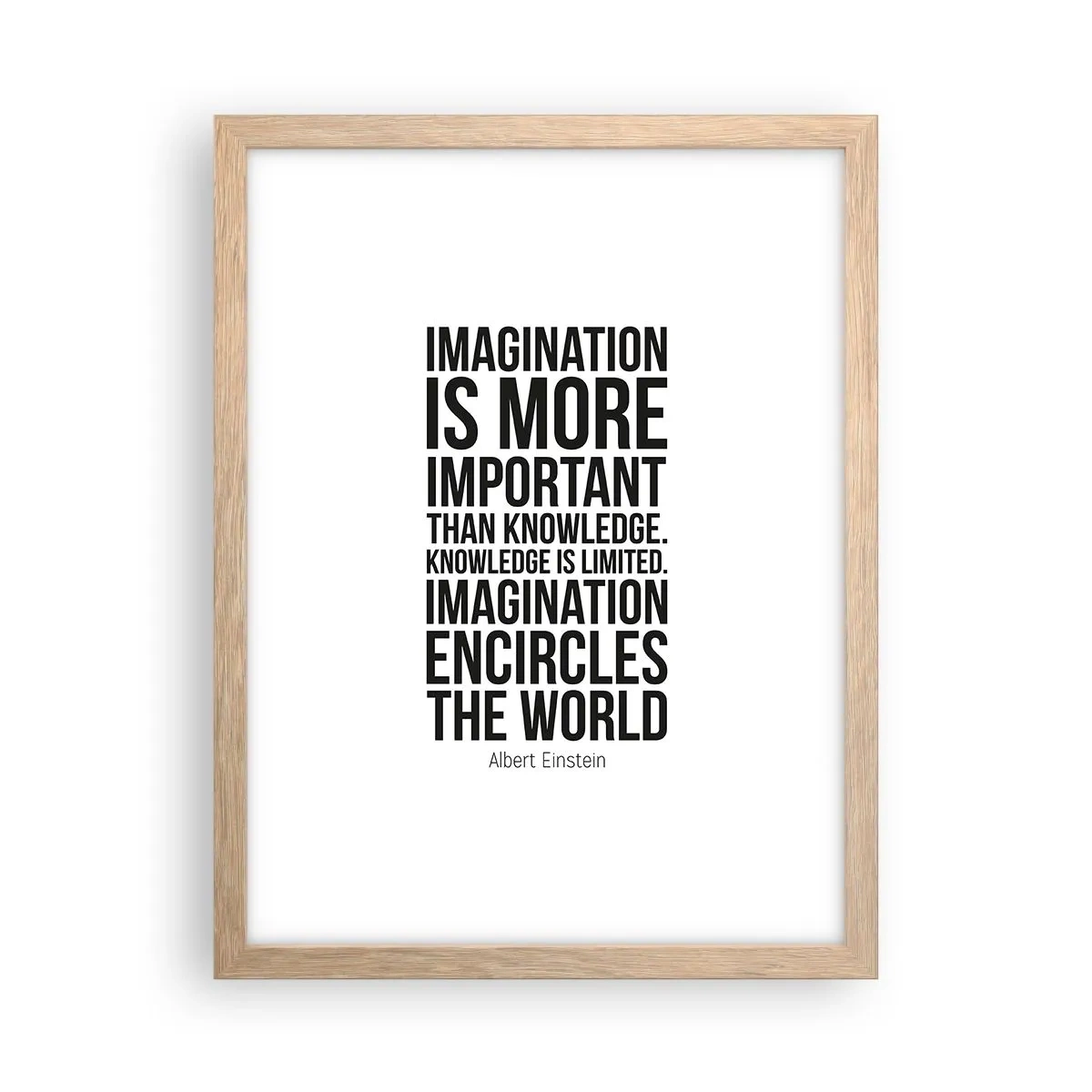 Affisch i ram av ljusek - Einstein om fantasins styrka - 30x40 cm