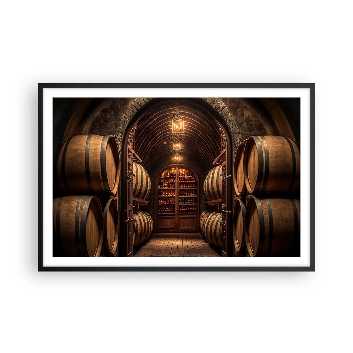 Affisch i svart ram - Stämningsfull källare - 91x61 cm