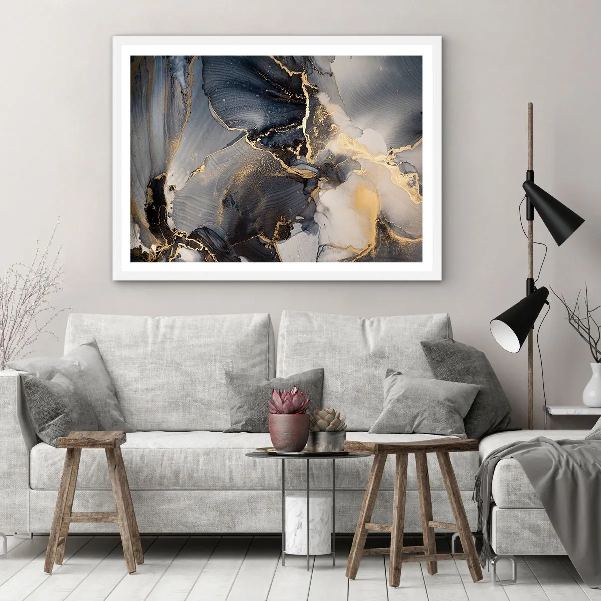Affisch i vit ram - En stens liv - 100x70 cm