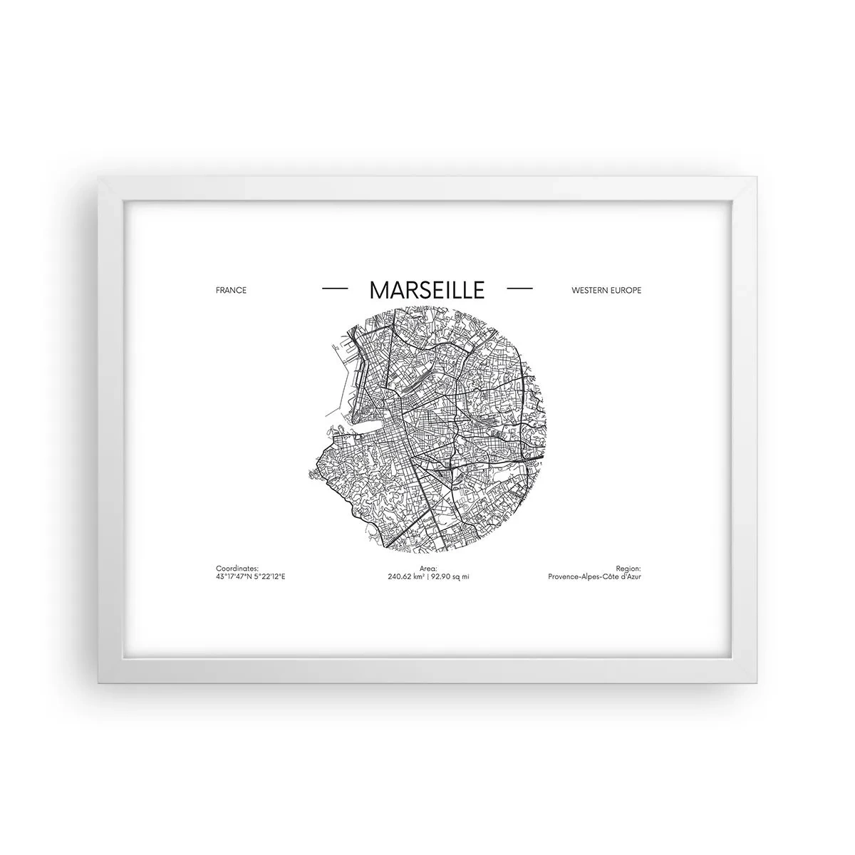Affisch i vit ram - Marseilles anatomi - 40x30 cm
