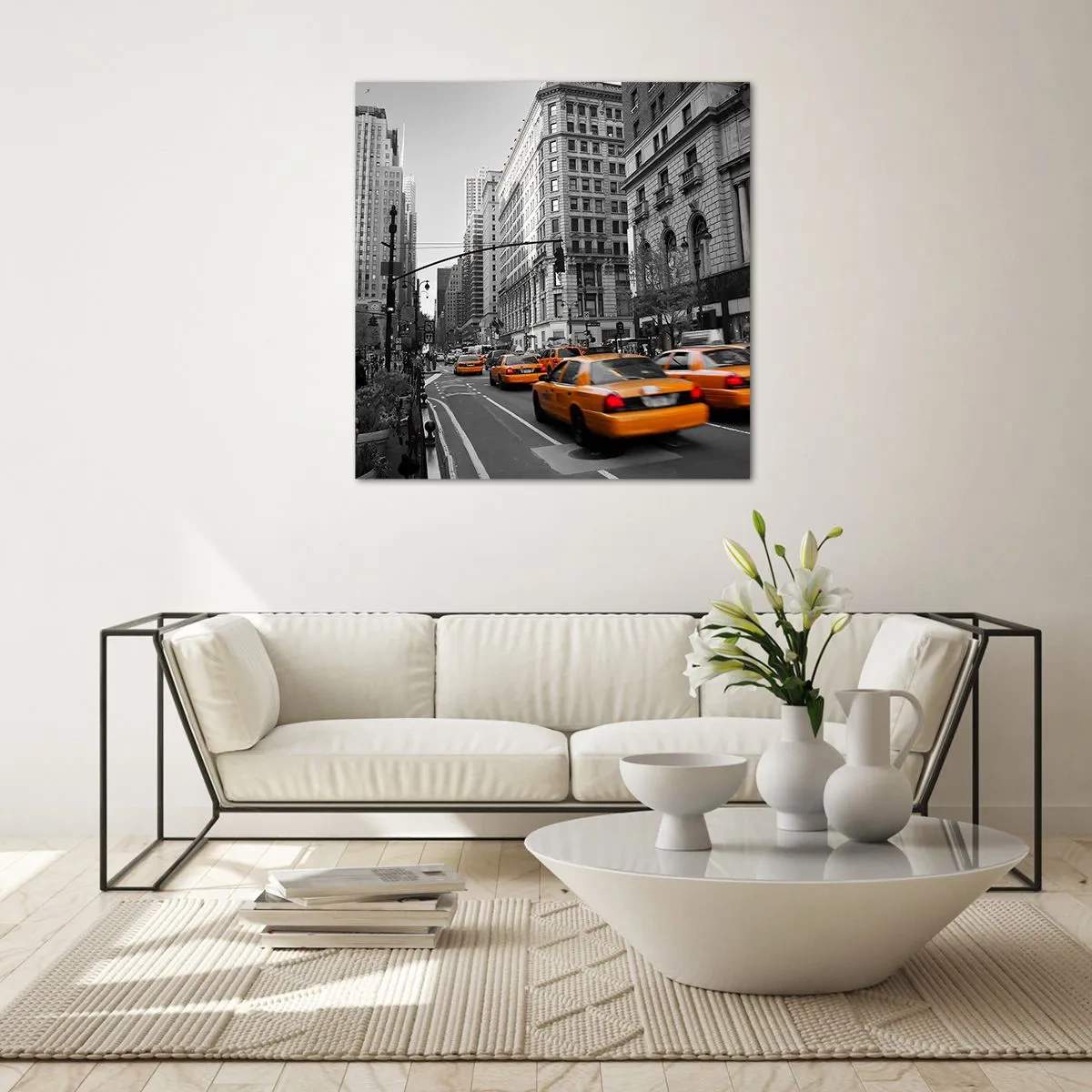 Glastavla - Bild på glas - Storstadens solar - 60x60 cm