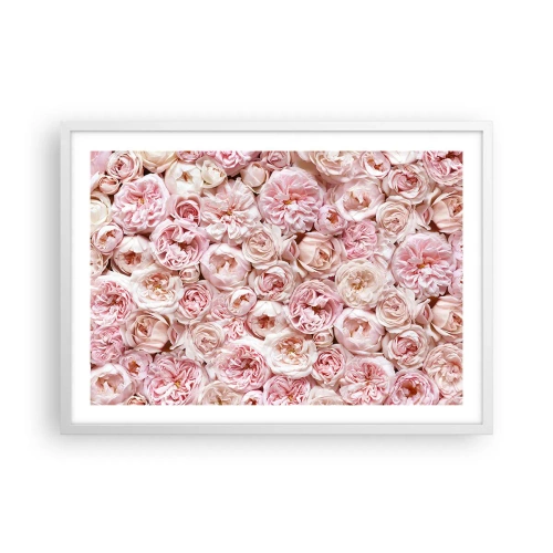 Affisch i vit ram - Strödd med rosor - 70x50 cm