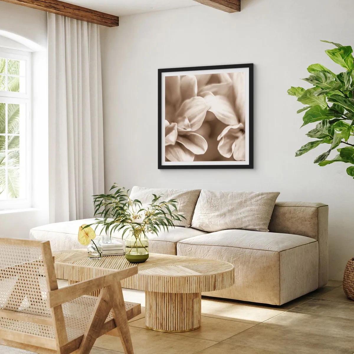 Affisch i svart ram - Milda som ett leende - 60x60 cm