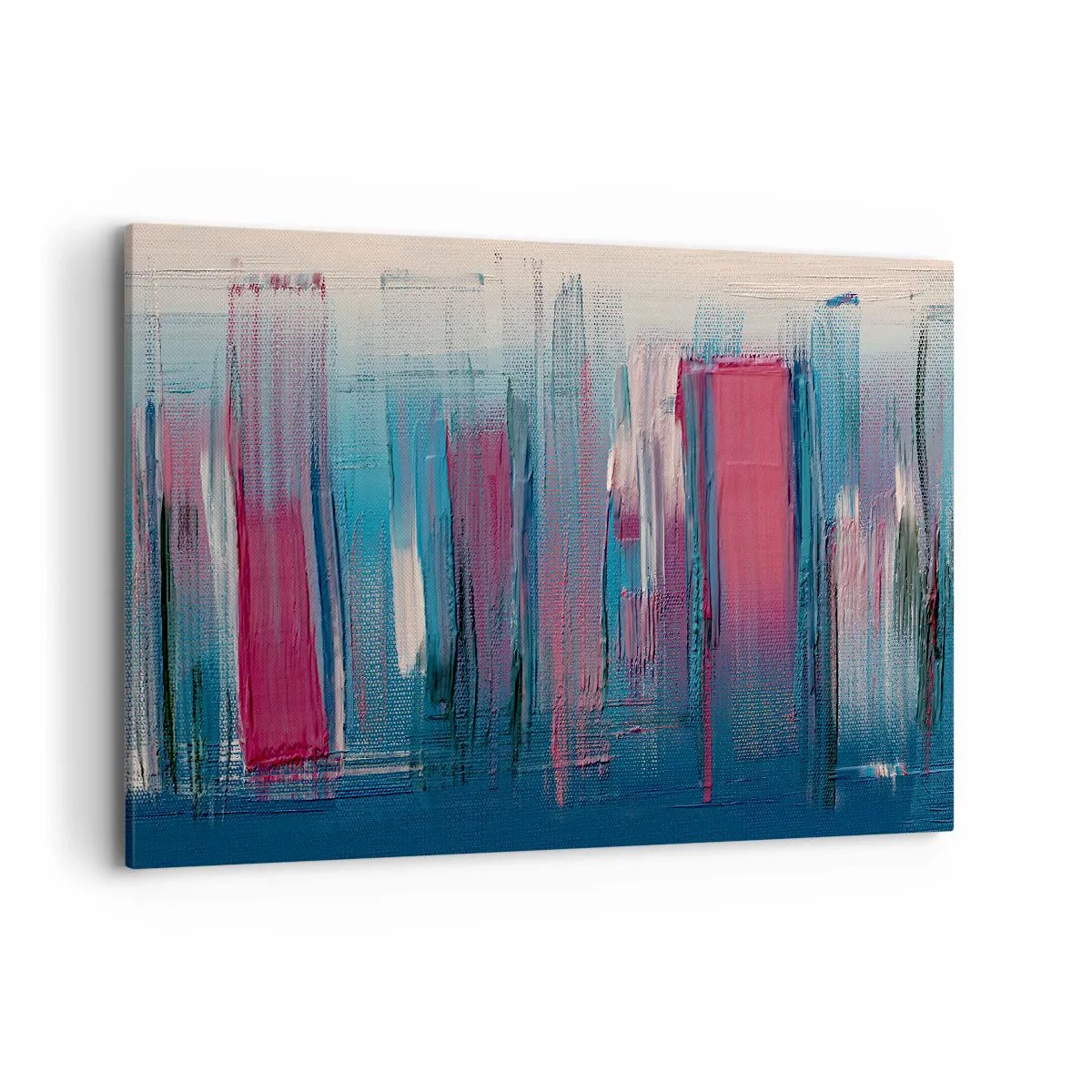 Canvastavla - Bild på duk - Vertikal komposition i blått och rött - 100x70 cm