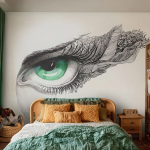 Fototapet Standard Eco - Vacker och redo för attack - Abstraktion, Grafik, Öga - 400x280 cm