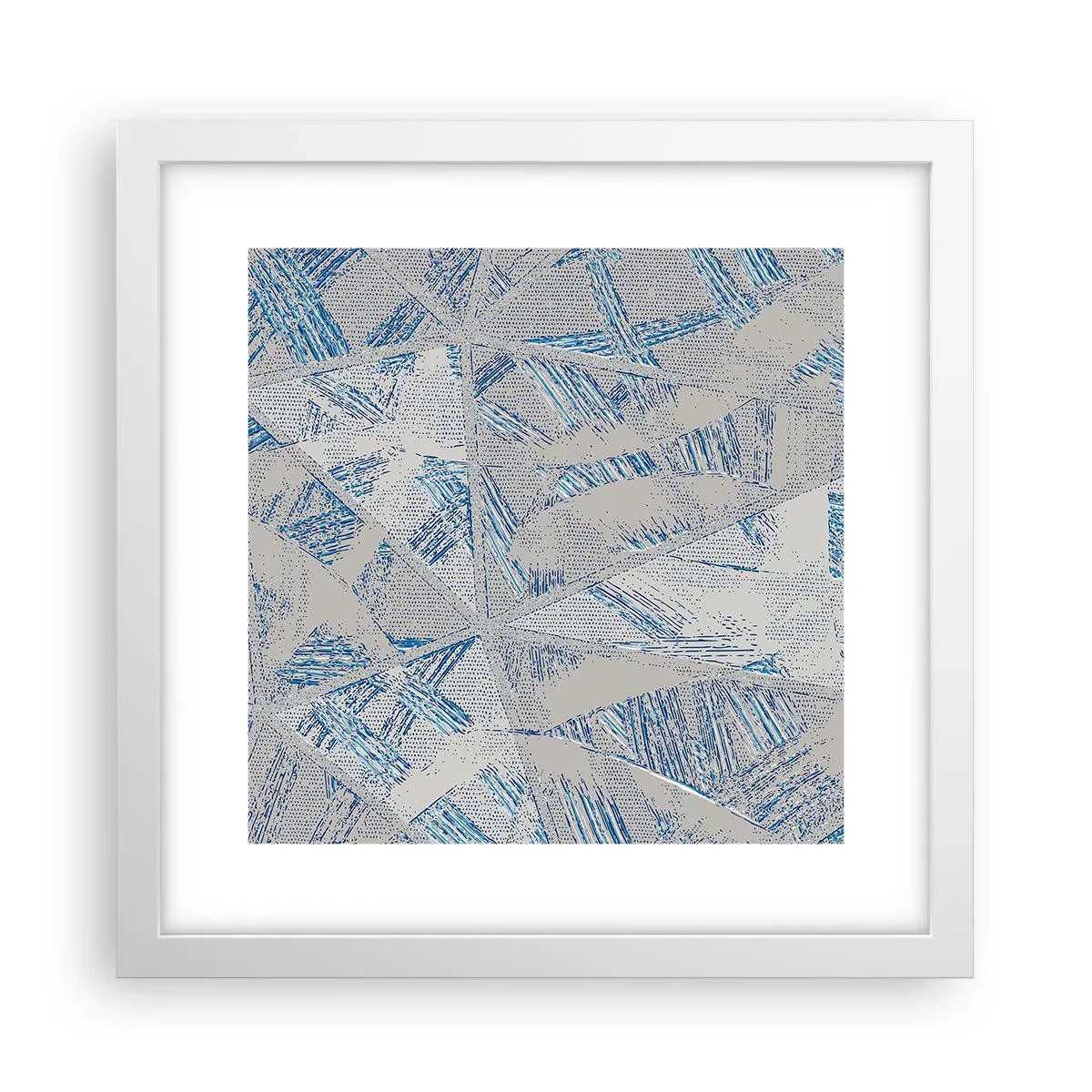 Affisch i vit ram - I en gråblå labyrint - 30x30 cm