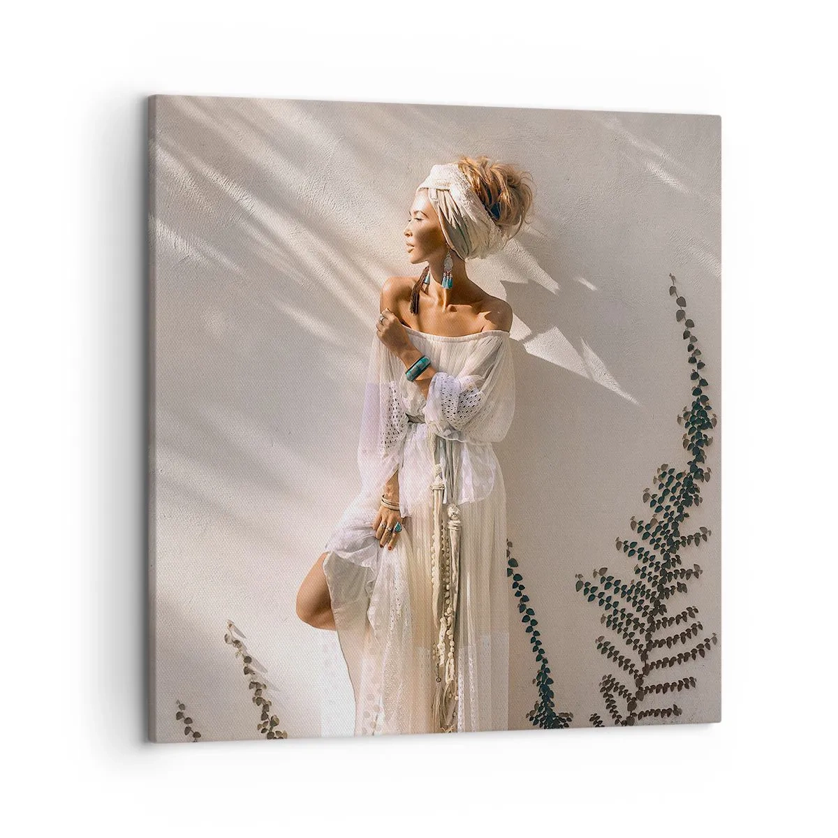 Canvastavla - Bild på duk - Solen och flickan - 50x50 cm