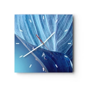 Väggklocka - Klocka på glas - Dolda droppar av blått - 30x30 cm
