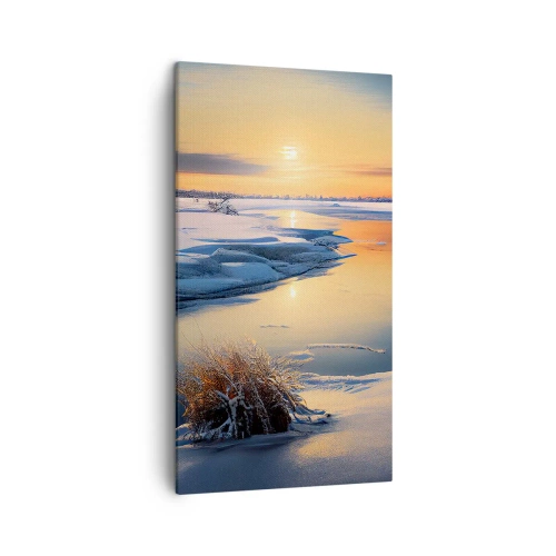 Canvastavla - Bild på duk - Vintersolnedgång - 45x80 cm