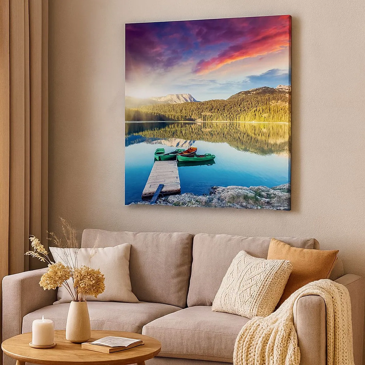 Canvastavla - Bild på duk - Vid spegelklart vatten - 30x30 cm