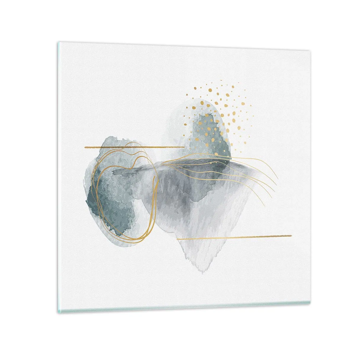 Glastavla - Bild på glas - Om gråhetens och guldets förhållanden - 60x60 cm