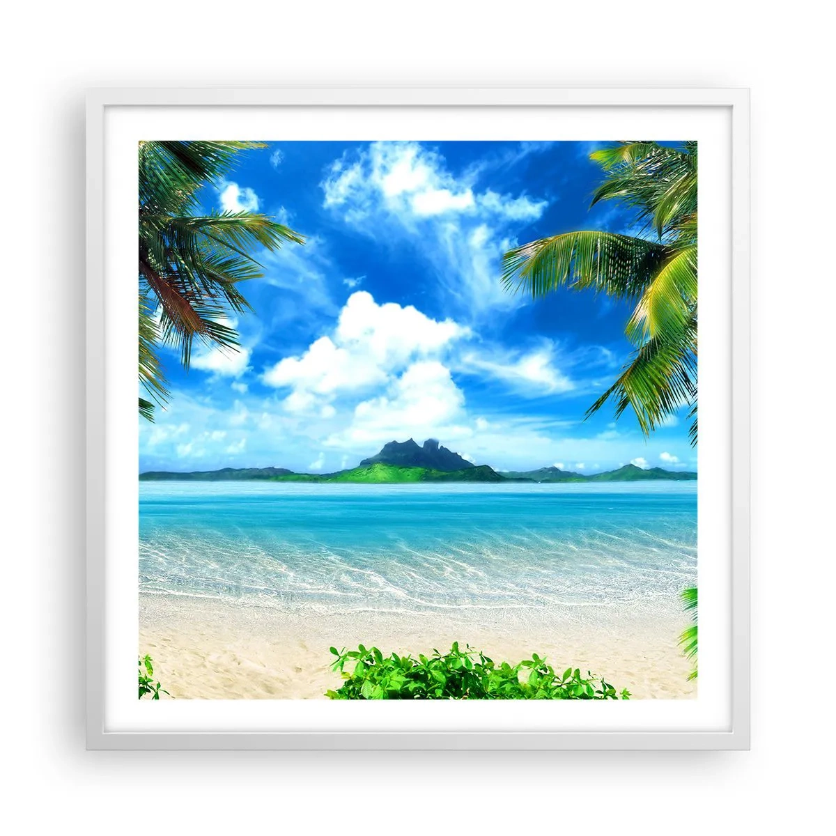 Affisch i vit ram - Tropikens azur - 60x60 cm
