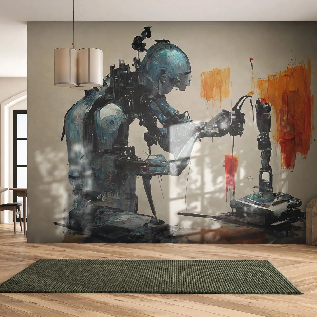 Fototapet Premium Sand - Kommer i morgon... - Konstnär, Artificiell intelligens, Robot - 100x70 cm