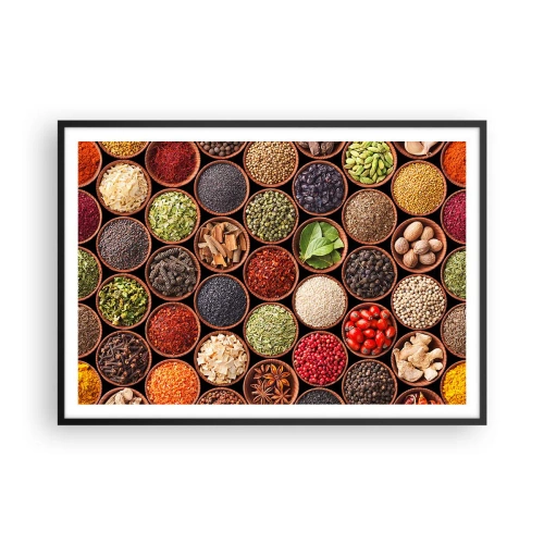 Affisch i svart ram - Världens alla smaker - 100x70 cm