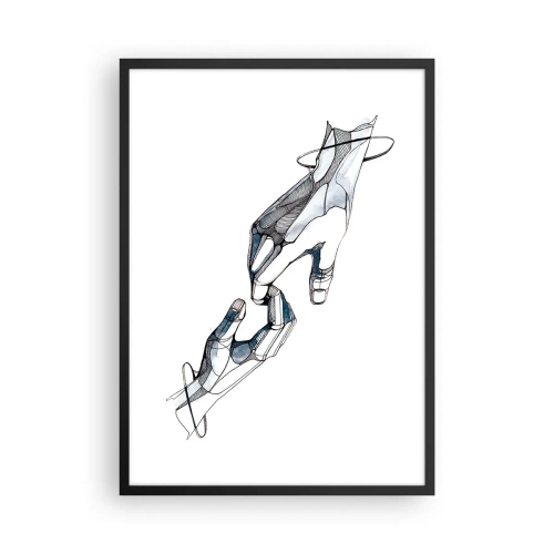 Affisch i svart ram - Abstrakta händer i en konstnärlig komposition av linjer och färger - 50x70cm - God gest - Modern väggdekoration för vardagsrum och sovrum ARTTOR