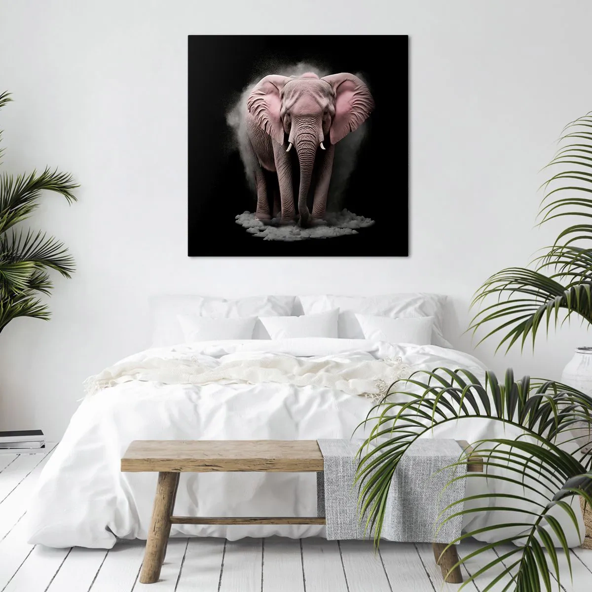 Canvastavla - Bild på duk - Tänk inte på en rosa elefant! - 60x60 cm