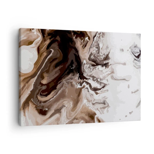Canvastavla - Bild på duk - Abstraktion i bruna nyanser med dynamiska linjer - 70x50cm - Färgabstraktion - Modern väggdekoration för vardagsrum och sovrum ARTTOR