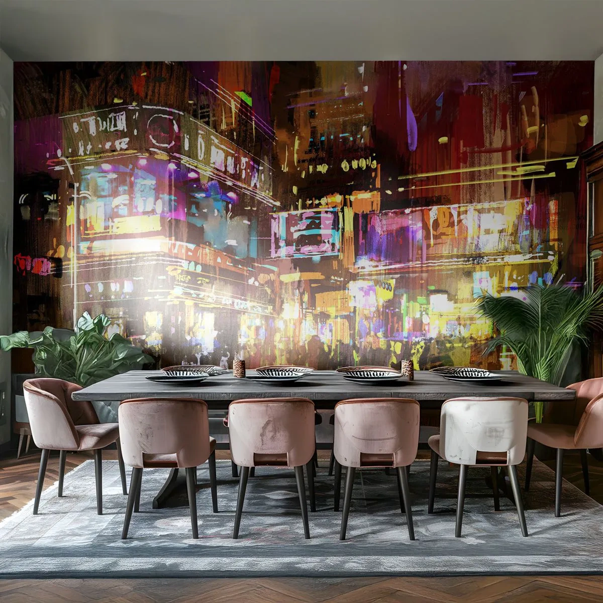 Självhäftande Fototapet Deluxe Sticker - I ljushavet - Stad, Arkitektur, Nattliv - 300x210 cm