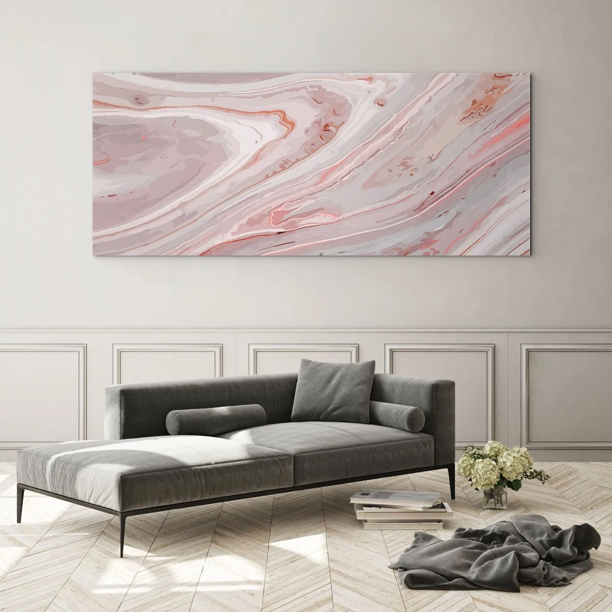 Glastavla - Bild på glas - Flytande rosa - 120x50 cm