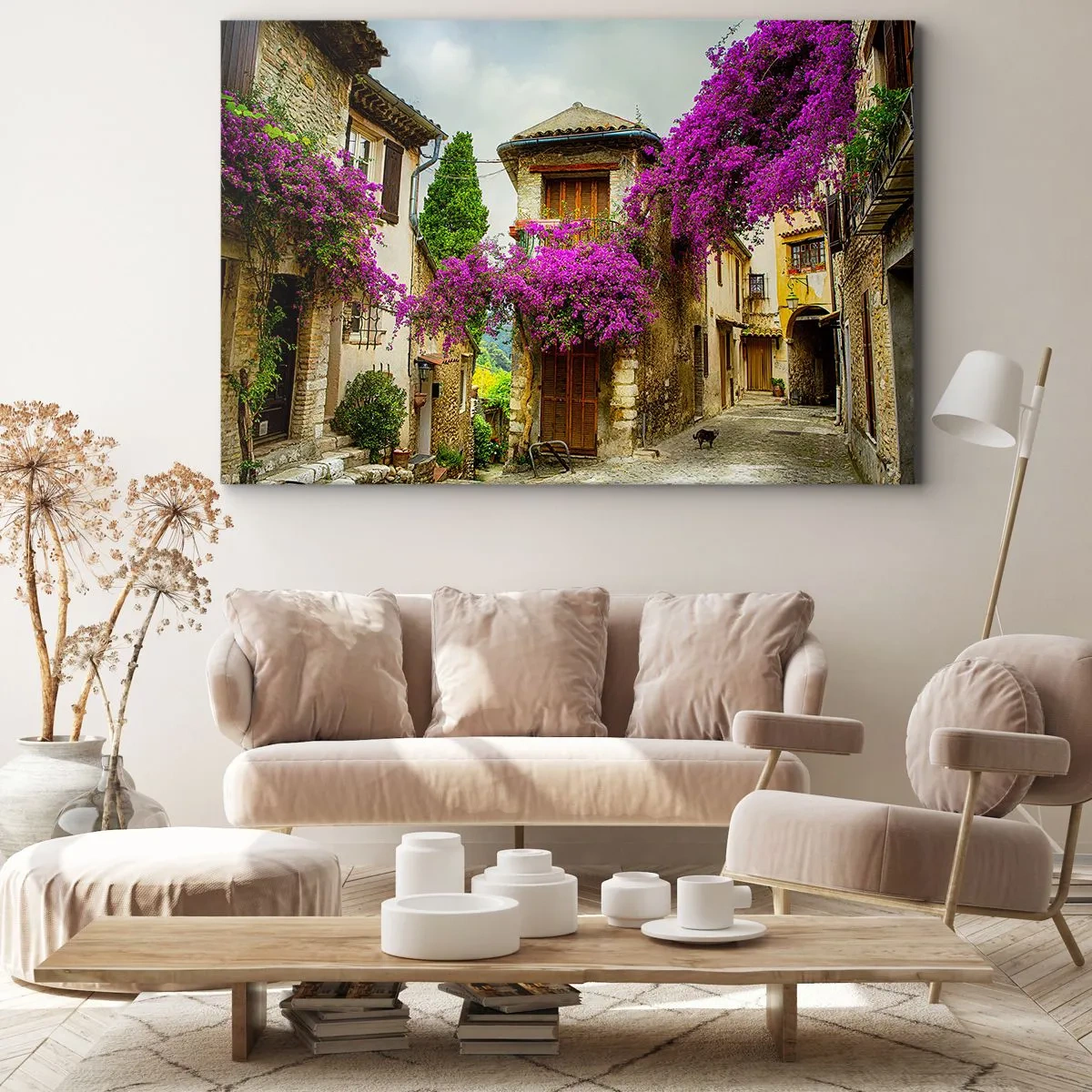 Canvastavla - Bild på duk - Under blommig baldakin - 70x50 cm