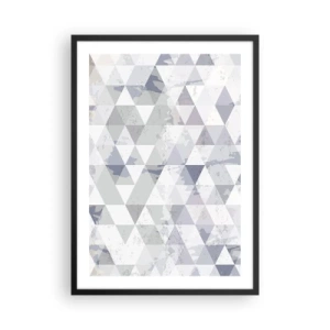 Affisch i svart ram - Geometriskt mönster av trianglar i grå nyanser - 50x70cm - Trianglar - Modern väggdekoration för vardagsrum och sovrum ARTTOR