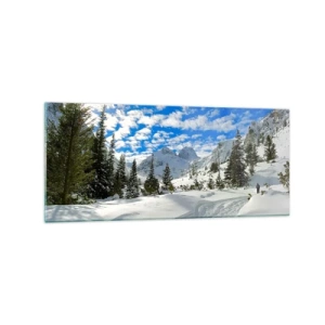 Glastavla - Bild på glas - I snön och i solen - 120x50 cm