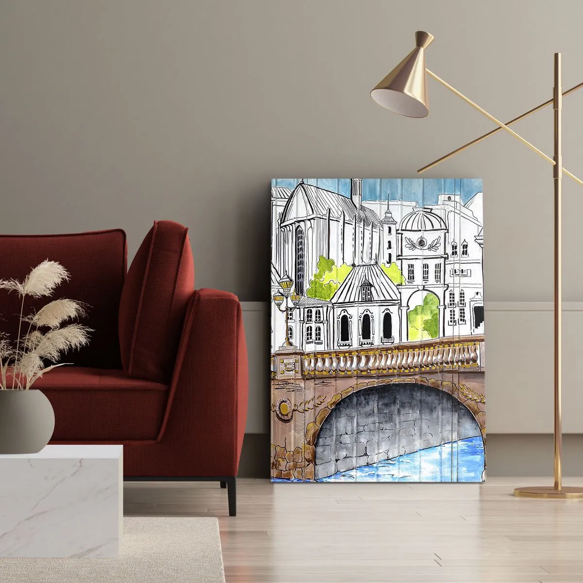 Canvastavla - Bild på duk - Stad som målad - 50x70 cm