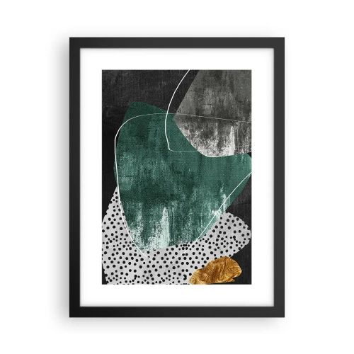 Affisch i svart ram - Färgstark abstraktion med en guldflinga - 30x40 cm