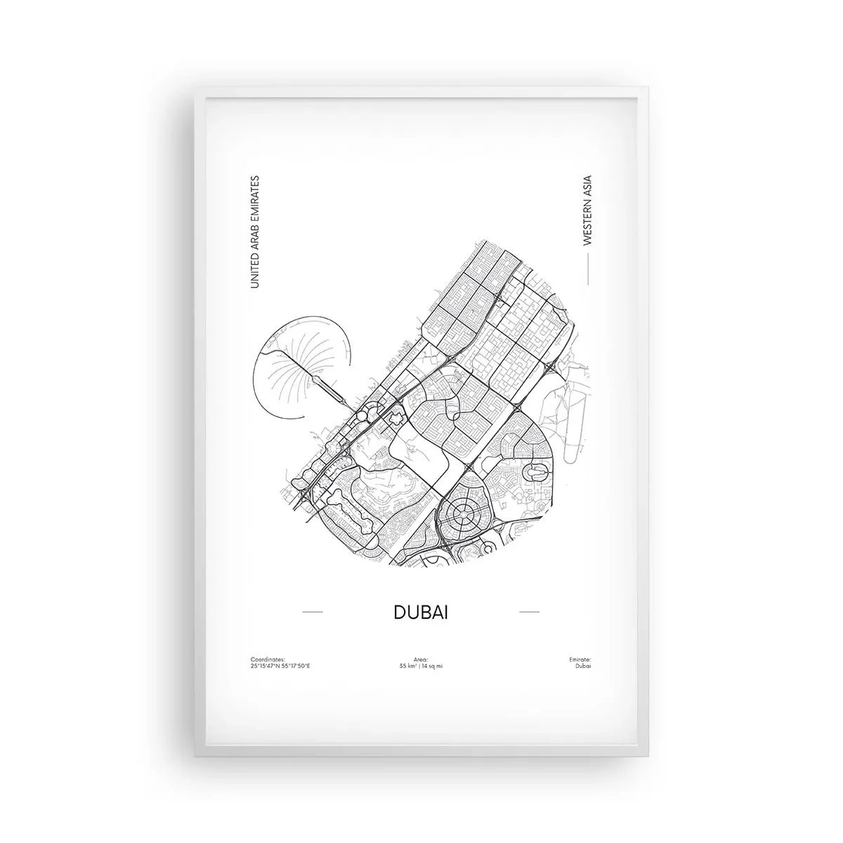 Affisch i vit ram - Dubais anatomi - 61x91 cm