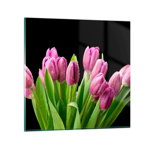 Glastavla - Bild på glas - Vårens lila glädje - 30x30 cm