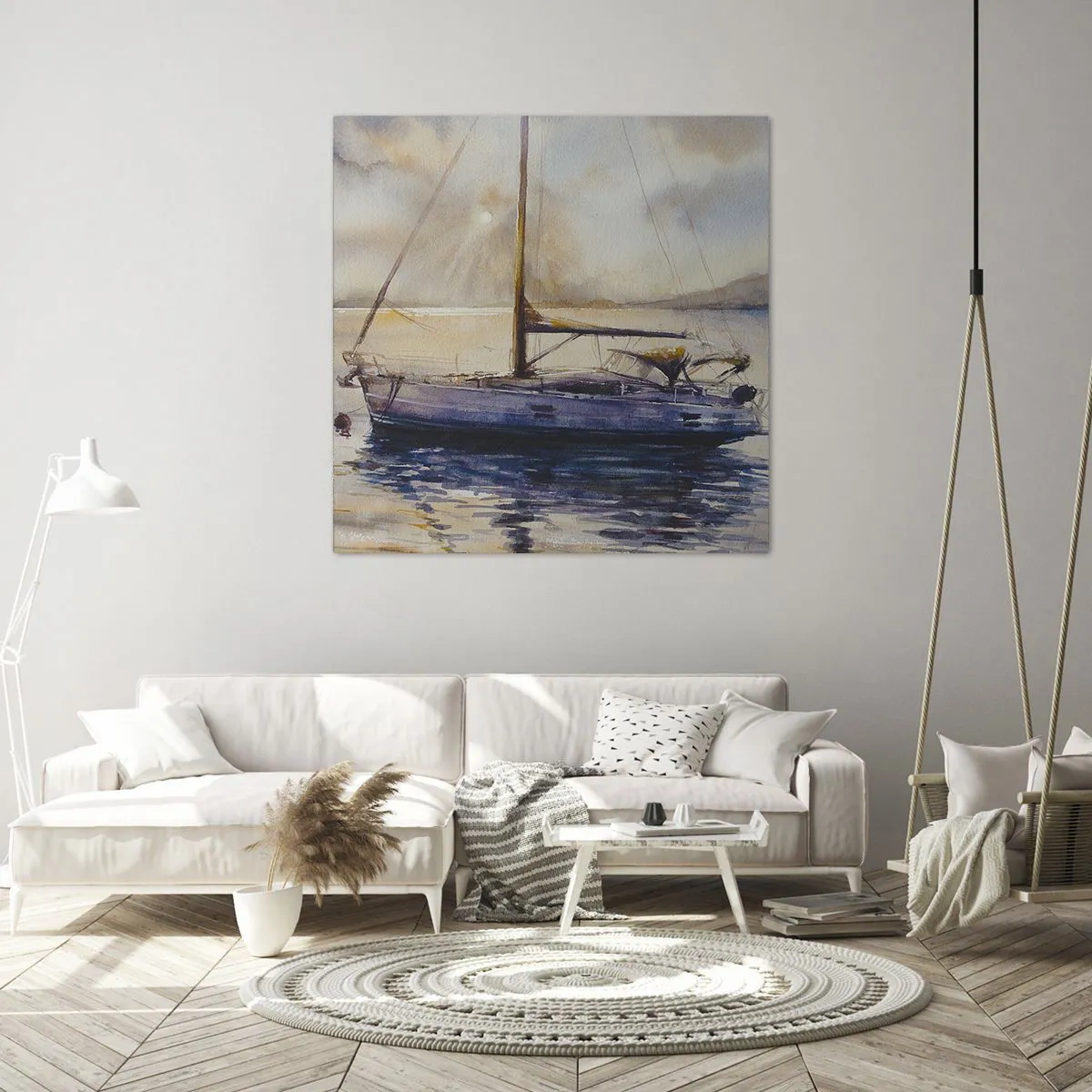 Canvastavla - Bild på duk - Kväll i viken - 30x30 cm