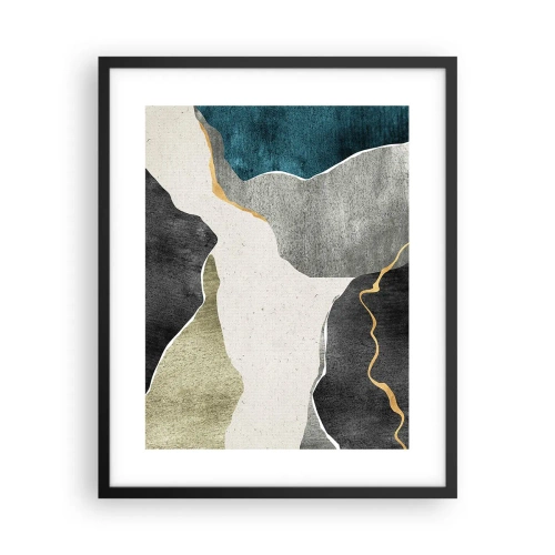 Affisch i svart ram - Mosaikkomposition med en guldtråd - 40x50 cm