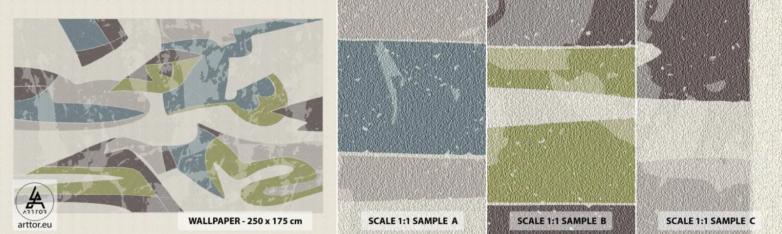 Fototapet Prov Standard Eco - Komposition bakom glas - Former, Abstraktion, Pastell - 100x30 cm