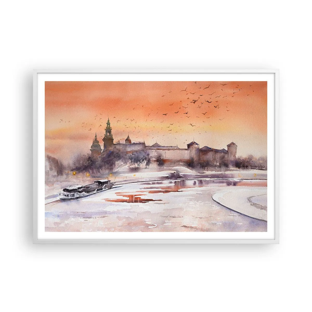 Affisch i vit ram - Kunglig solnedgång - 100x70 cm