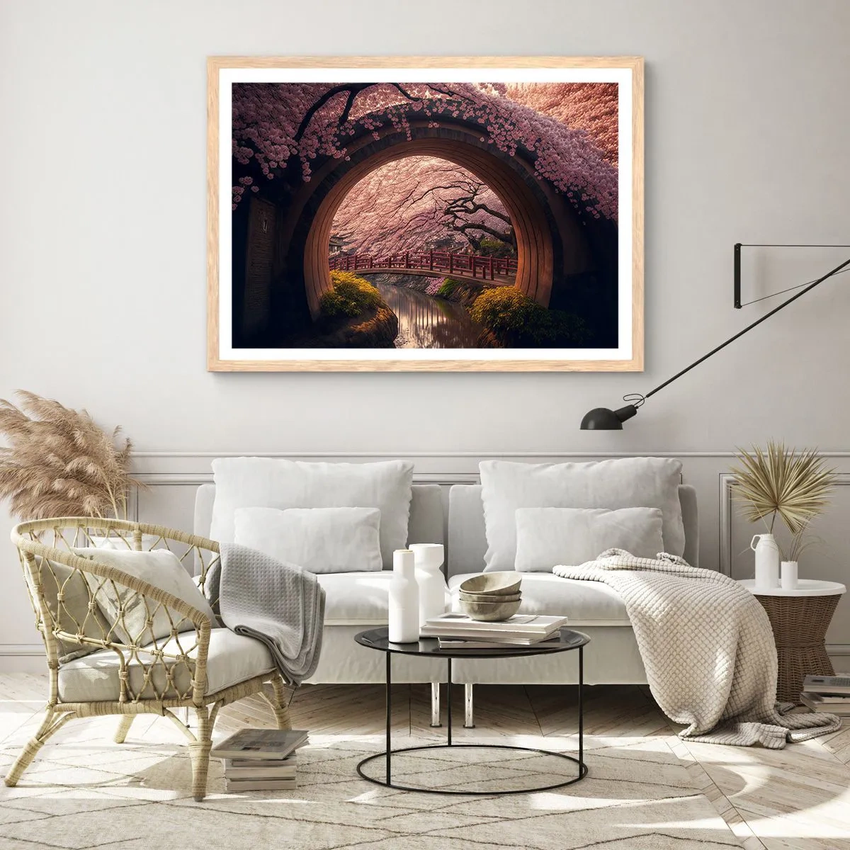 Affisch i ram av ljusek - Japansk vår - 91x61 cm