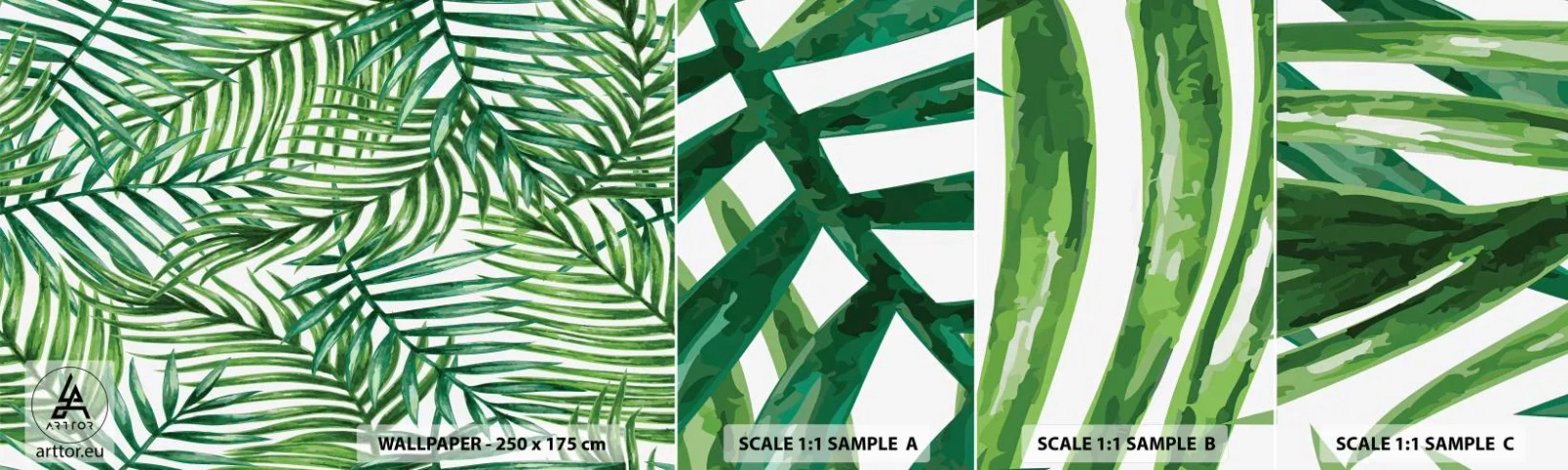 Fototapet Prov Standard Eco - Under gröna baldakinen - Abstraktion, Palmblad, Kokosnötspalm - 100x30 cm