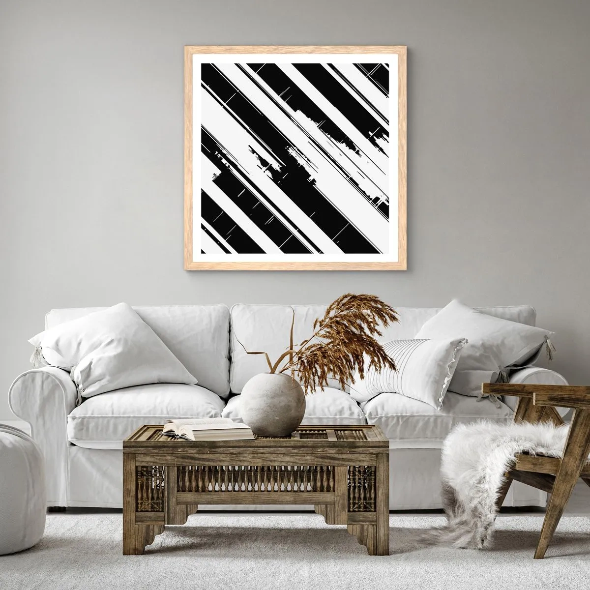 Affisch i ram av ljusek - Intensiv och dynamisk komposition - 50x50 cm