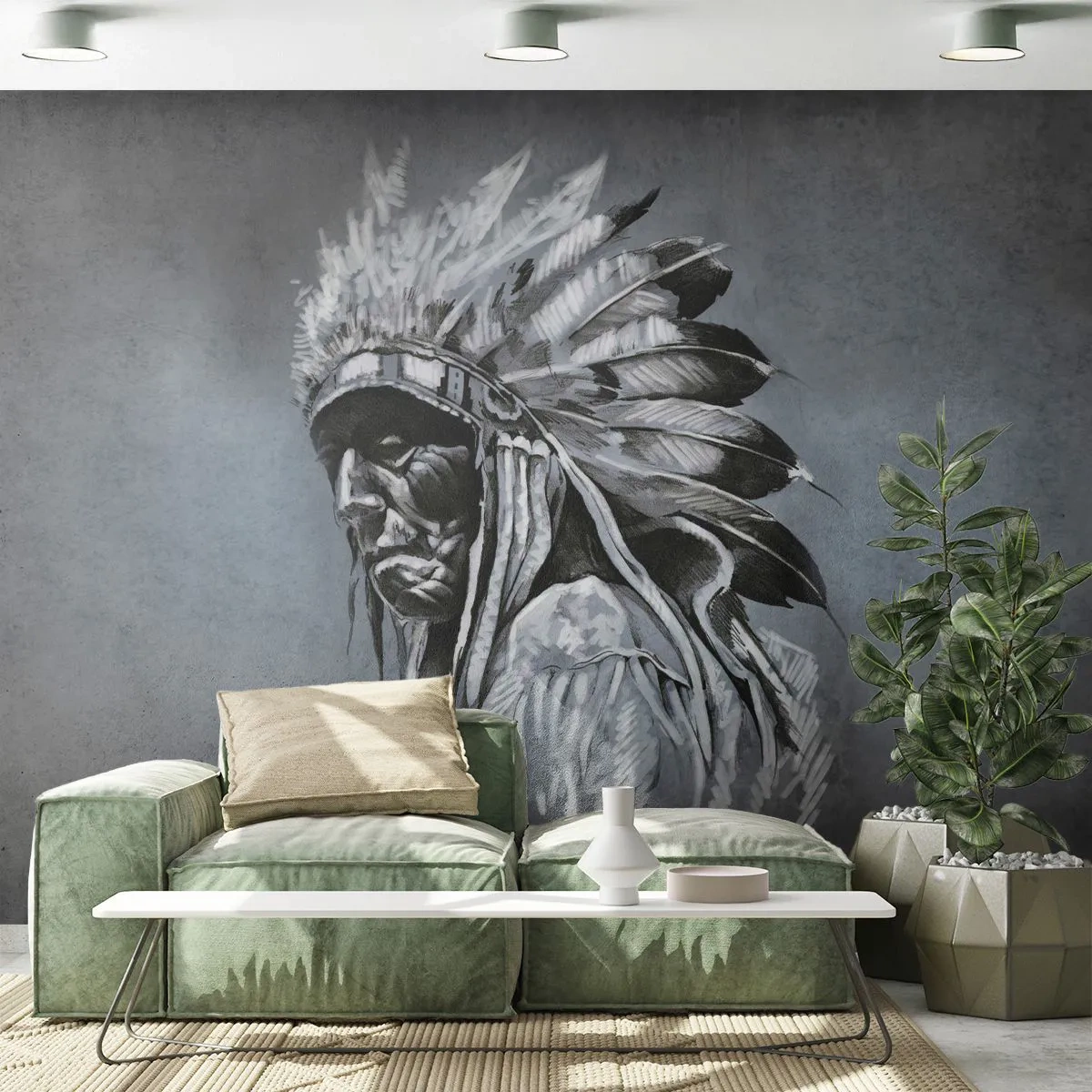 Fototapet Standard Eco - Tillbaka till rötterna - indiska, Plym, Man - 350x256 cm