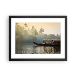 Affisch i svart ram - Hus på floden - 40x30 cm