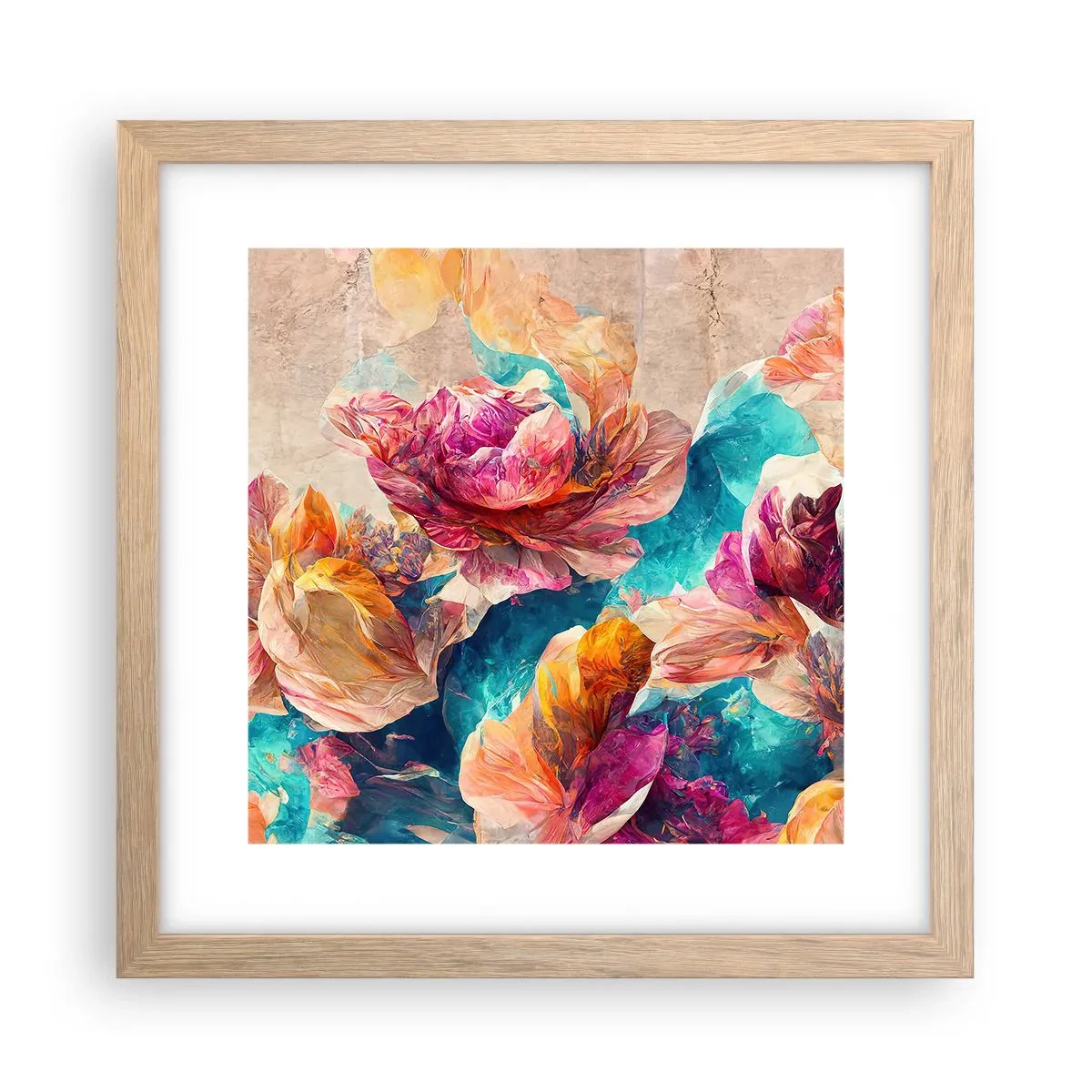 Affisch i ram av ljusek - Den färgsprakande prakten hos en bukett - 30x30 cm