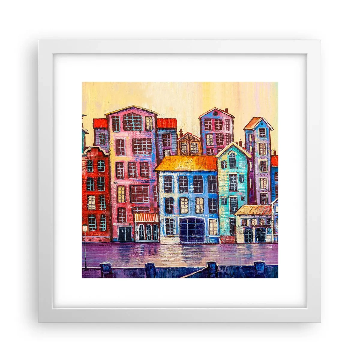 Affisch i vit ram - En sagostad  - 30x30 cm