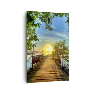 Canvastavla - Bild på duk - Solnedgång vid vatten - 80x120 cm