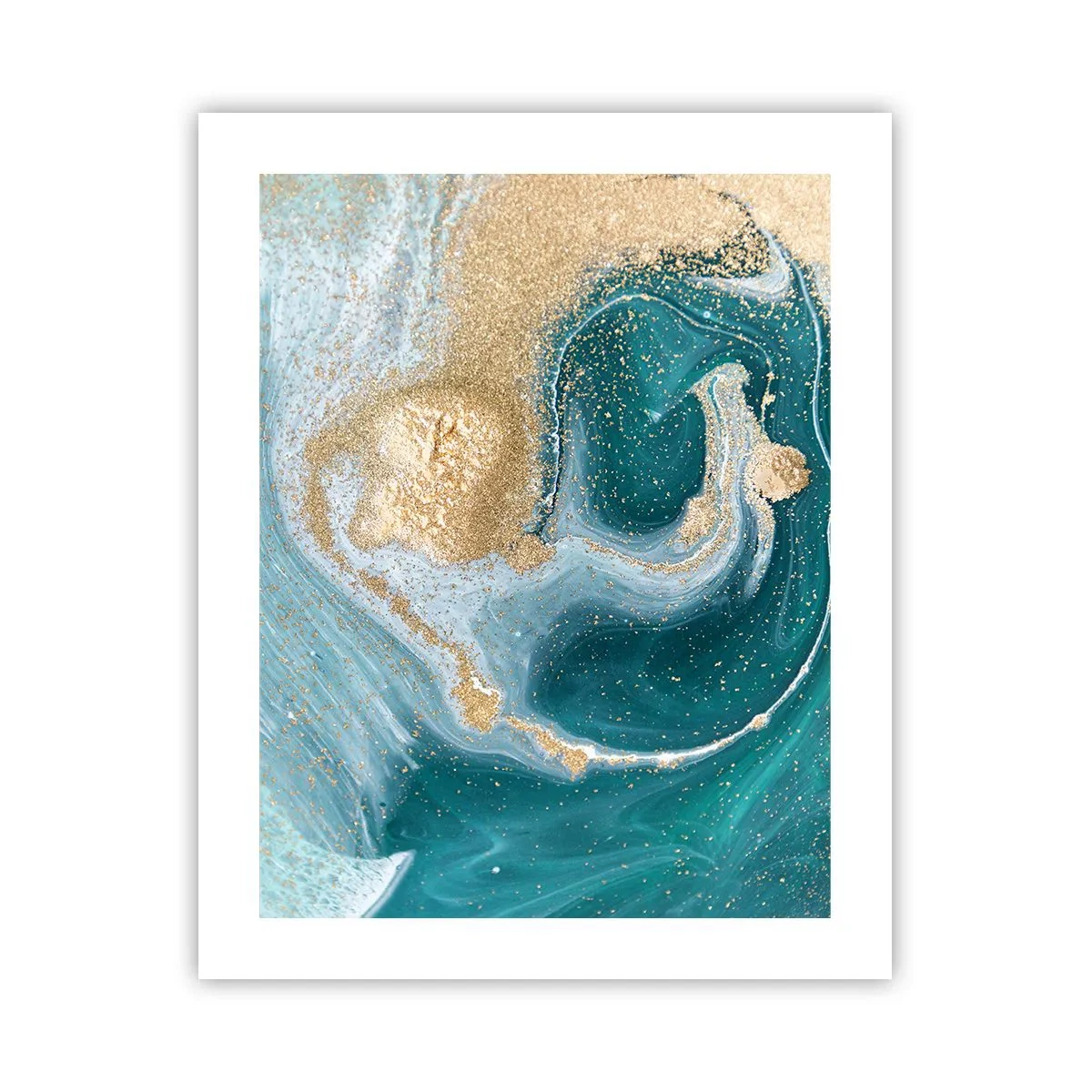 Affisch - Guld- och turkosvirvel - 40x50 cm