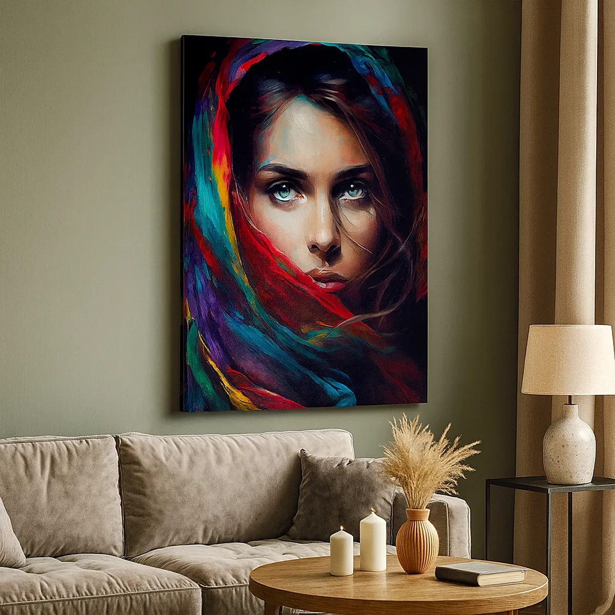 Canvastavla - Bild på duk - Grönögd hemlighet - 50x70 cm