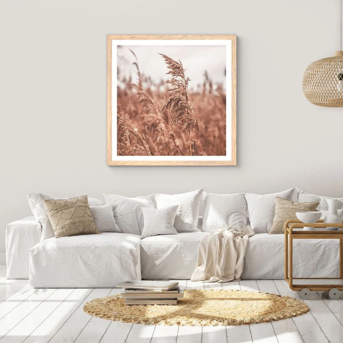 Affisch i ram av ljusek - Hösten är framme på åkrarna - 60x60 cm