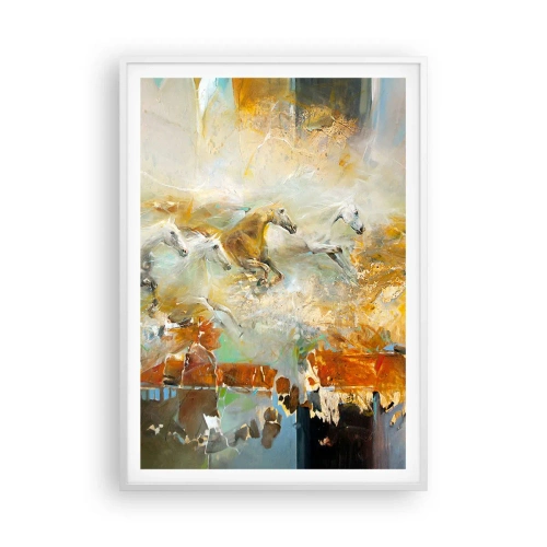 Affisch i vit ram - Galopp genom ljuset - 70x100 cm